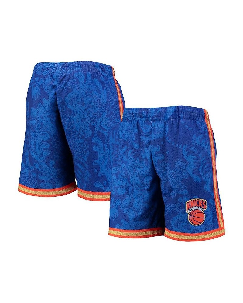 Men's Blue New York Knicks Hardwood Classics Lunar New Year Swingman Shorts $42.23 Shorts