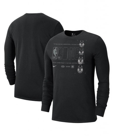 Men's Black Milwaukee Bucks Courtside Chrome Long Sleeve T-shirt $27.50 T-Shirts