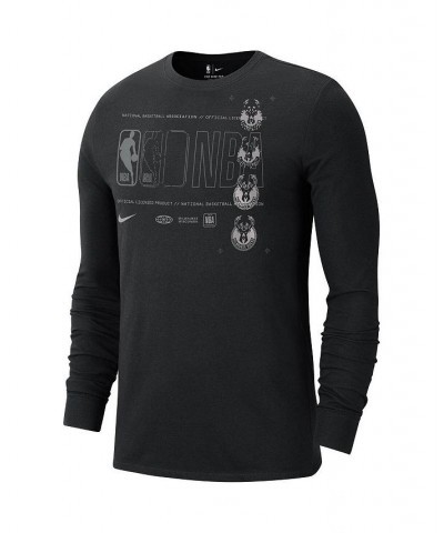 Men's Black Milwaukee Bucks Courtside Chrome Long Sleeve T-shirt $27.50 T-Shirts