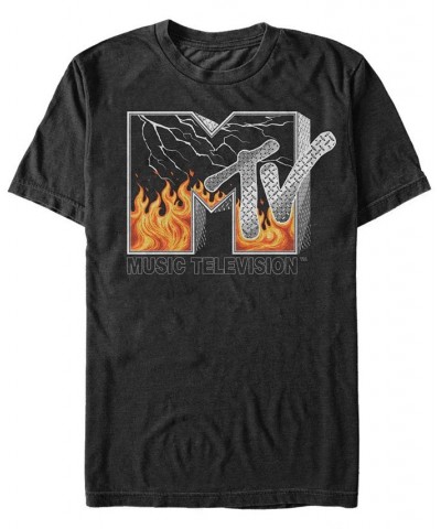 MTV Men's Fire And Lightening Logo Short Sleeve T-Shirt Black $15.40 T-Shirts