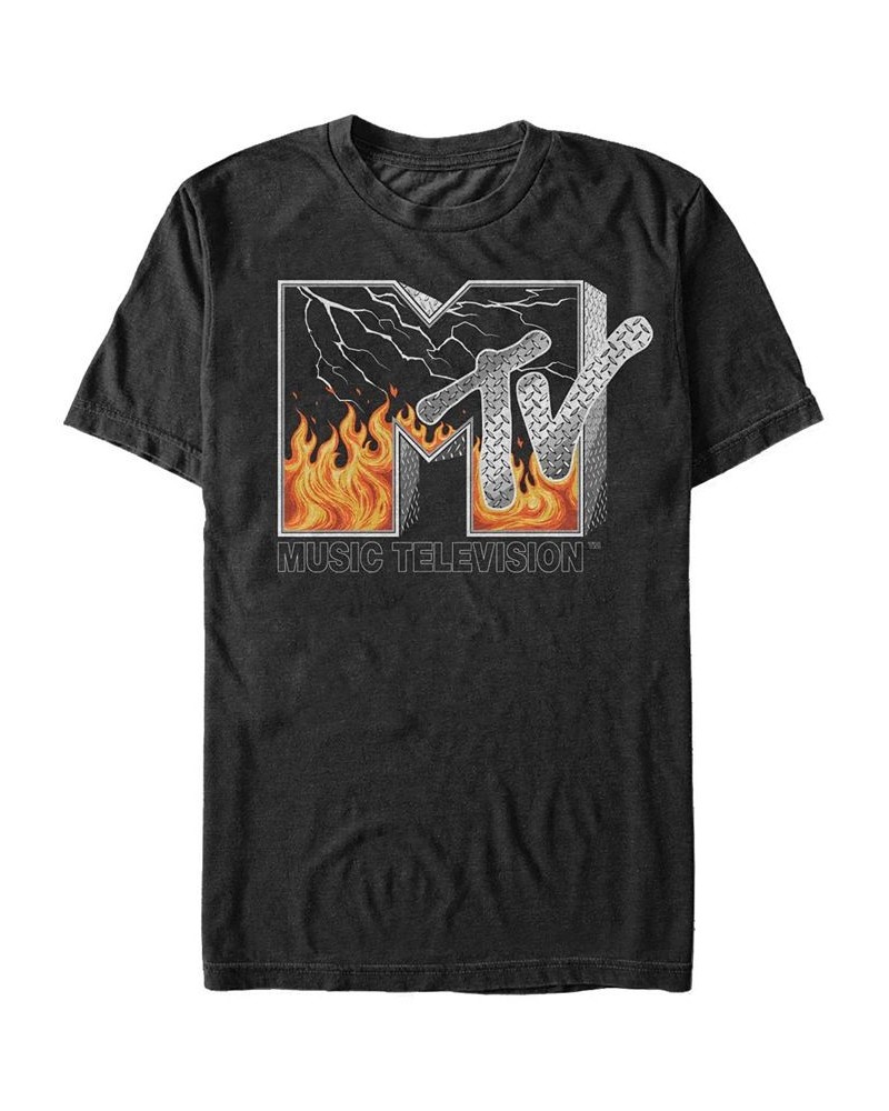 MTV Men's Fire And Lightening Logo Short Sleeve T-Shirt Black $15.40 T-Shirts