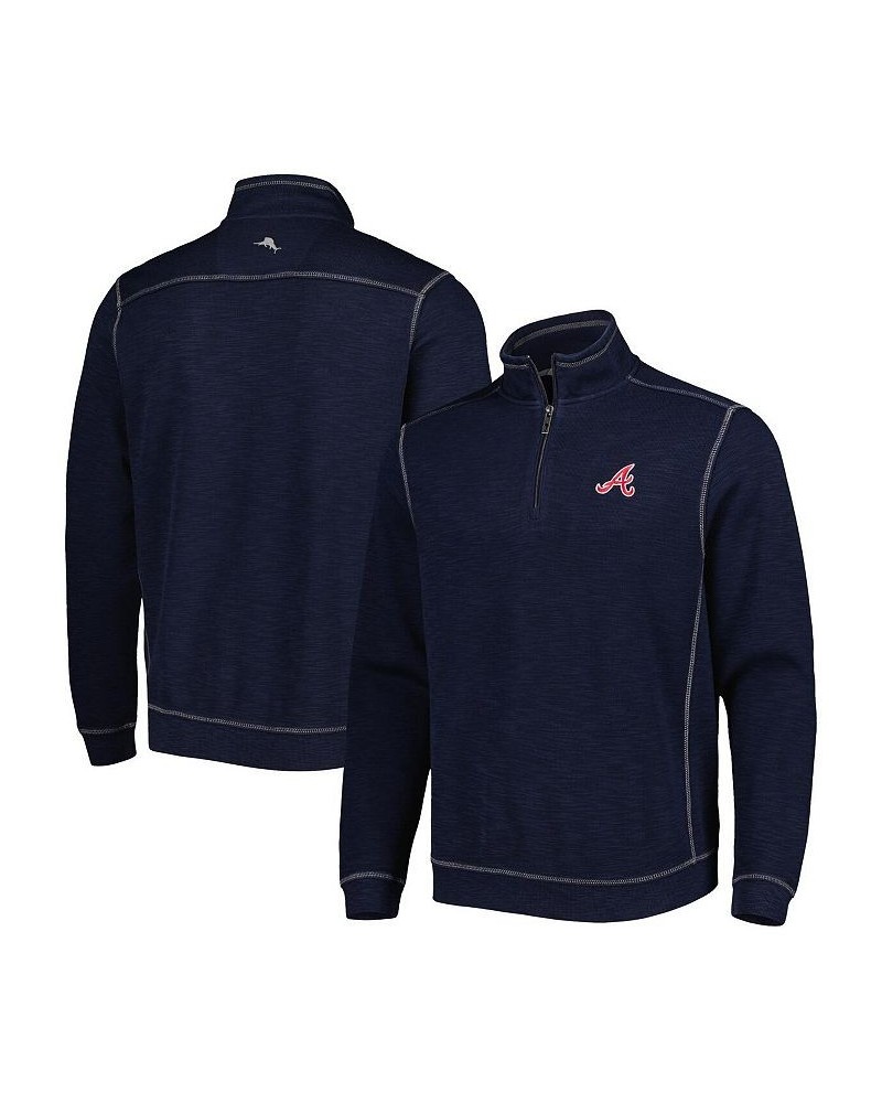 Men's Blue Atlanta Braves Tobago Bay Tri-Blend Quarter-Zip Sweatshirt $43.40 Sweatshirt