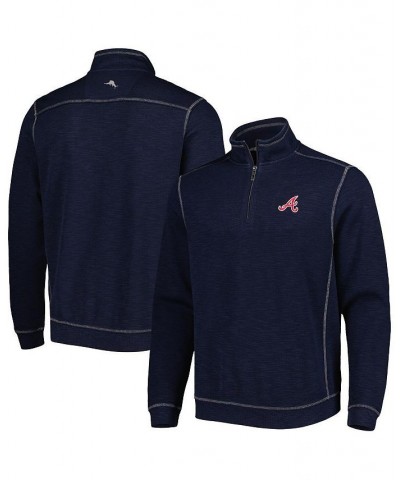 Men's Blue Atlanta Braves Tobago Bay Tri-Blend Quarter-Zip Sweatshirt $43.40 Sweatshirt