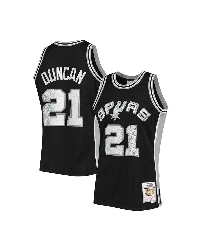 Men's Tim Duncan Black San Antonio Spurs 1998-99 Hardwood Classics 75th Anniversary Diamond Swingman Jersey $77.70 Jersey