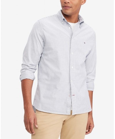 Men's 1985 Flex Regular Fit Striped Shirt Carbon Nav $33.58 Shirts