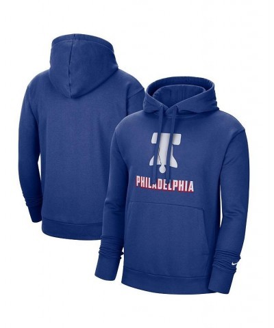 Men's Blue Philadelphia 76ers 2020/21 City Edition Essential Logo Fleece Pullover Hoodie $41.59 Sweatshirt