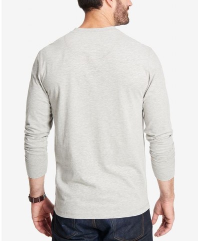 Men's Long Sleeve Brushed Jersey Henley T-shirt Light Gray Heather $15.93 T-Shirts