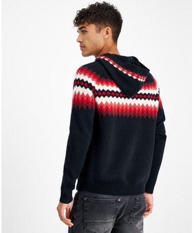 Men's Cashmere Geo-Stripe Hoodie Black $34.11 Sweaters