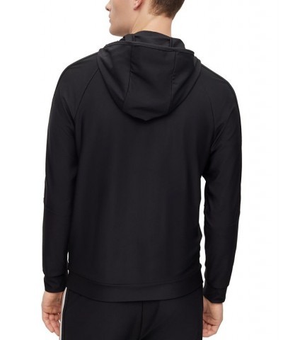 BOSS Men's Zip-Up Active-Stretch Jersey Logo Hoodie Black $88.06 Sweatshirt