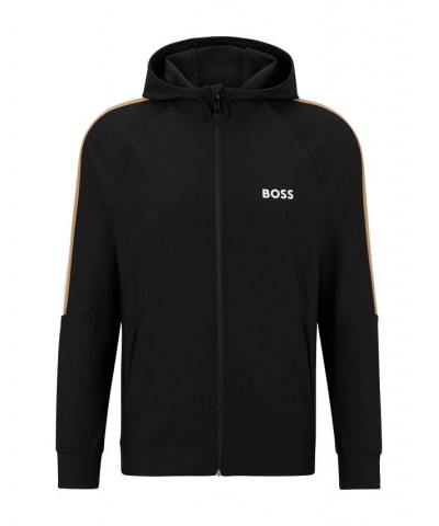 BOSS Men's Zip-Up Active-Stretch Jersey Logo Hoodie Black $88.06 Sweatshirt