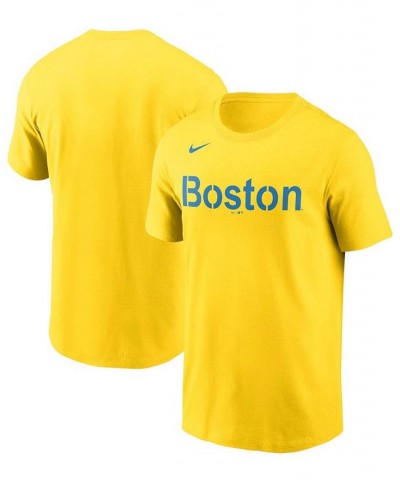 Men's Gold Boston Red Sox 2021 City Connect Wordmark T-shirt $19.07 T-Shirts