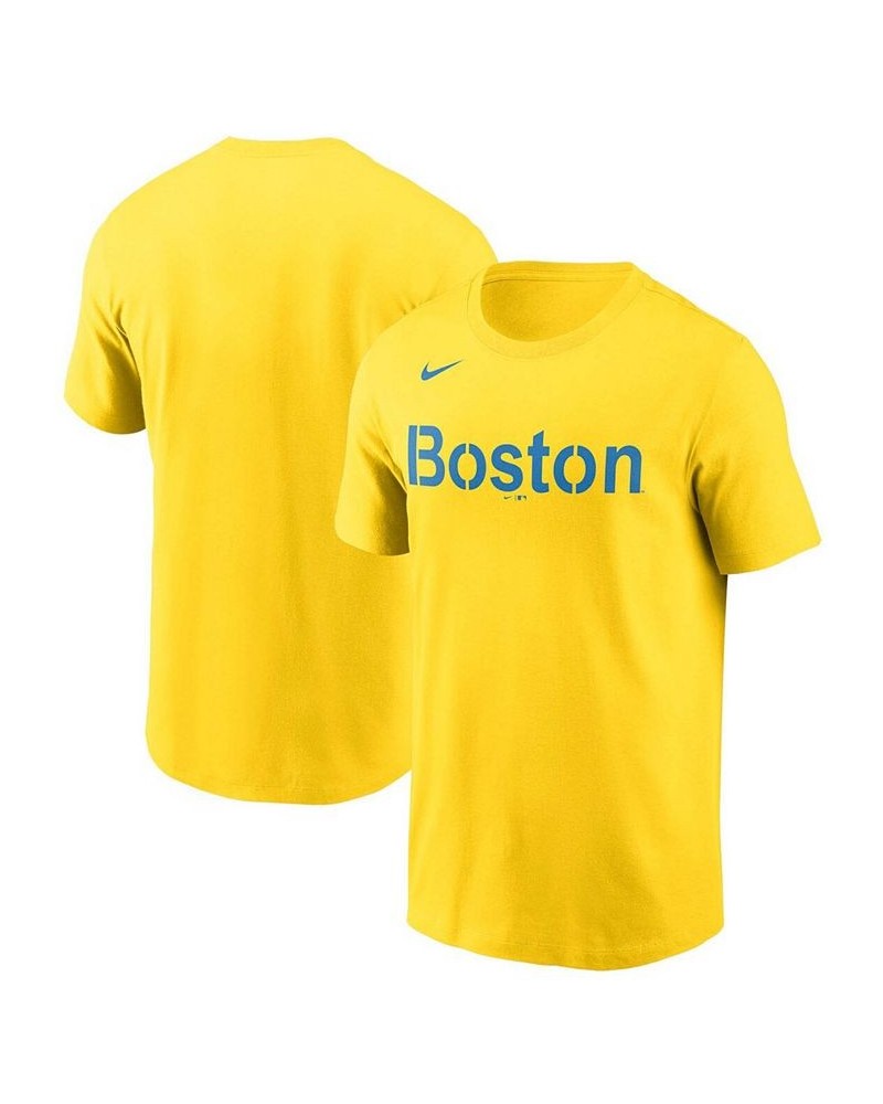 Men's Gold Boston Red Sox 2021 City Connect Wordmark T-shirt $19.07 T-Shirts