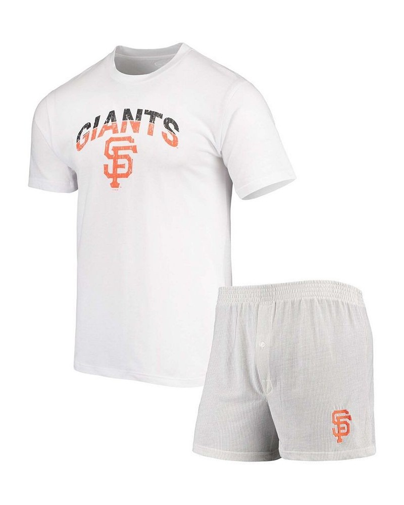 Men's White and Gray San Francisco Giants Gateway T-shirt and Boxer Shorts Sleep Set $30.24 Pajama