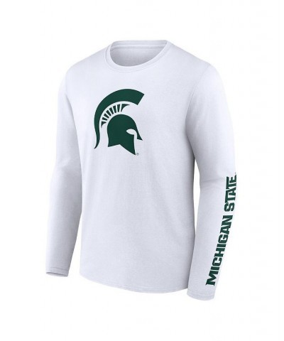 Men's Branded White Michigan State Spartans Double Time 2-Hit Long Sleeve T-shirt $25.64 T-Shirts