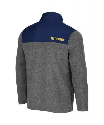 Men's Heathered Charcoal, Navy West Virginia Mountaineers Huff Snap Pullover Sweatshirt $36.75 Sweatshirt