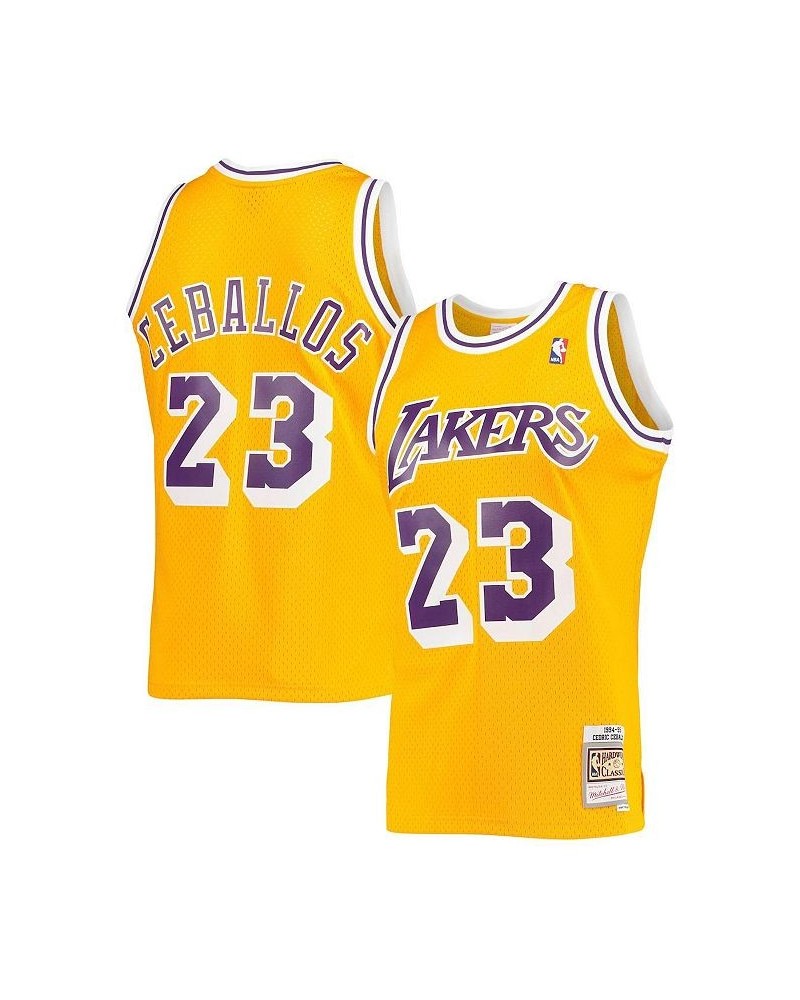 Men's Cedric Ceballos Gold Los Angeles Lakers 1994-95 Hardwood Classics Swingman Jersey $45.51 Jersey