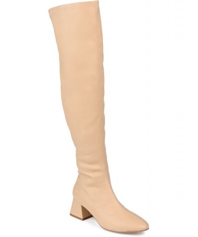 Women's Melika Wide Calf Boots Tan/Beige $60.00 Shoes