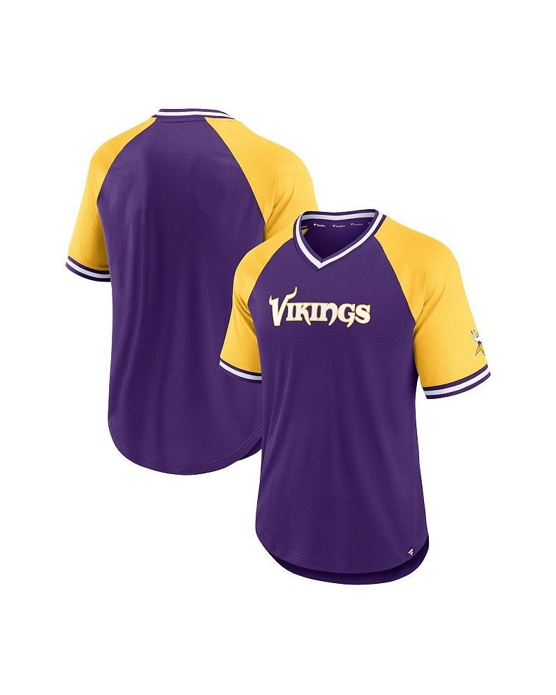 Men's Branded Purple, Gold Minnesota Vikings Second Wind Raglan V-Neck T-shirt $28.80 T-Shirts