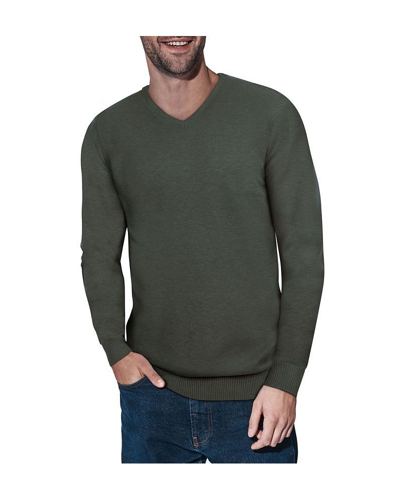 Men's Basic V-Neck Pullover Midweight Sweater Heather Lime Green $21.15 Sweaters