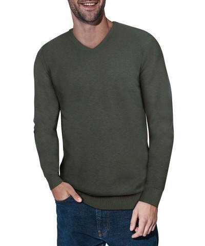 Men's Basic V-Neck Pullover Midweight Sweater Heather Lime Green $21.15 Sweaters