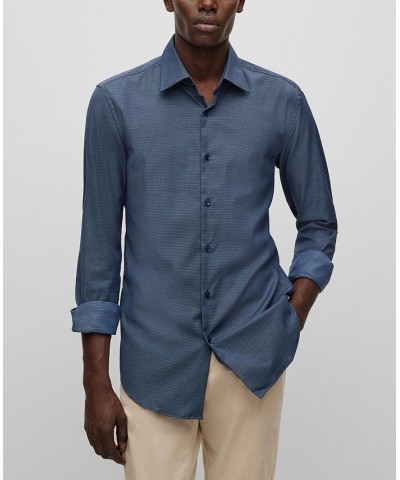 BOSS by Men's Stretch Cotton Slim-Fit Shirt Blue $41.76 Dress Shirts