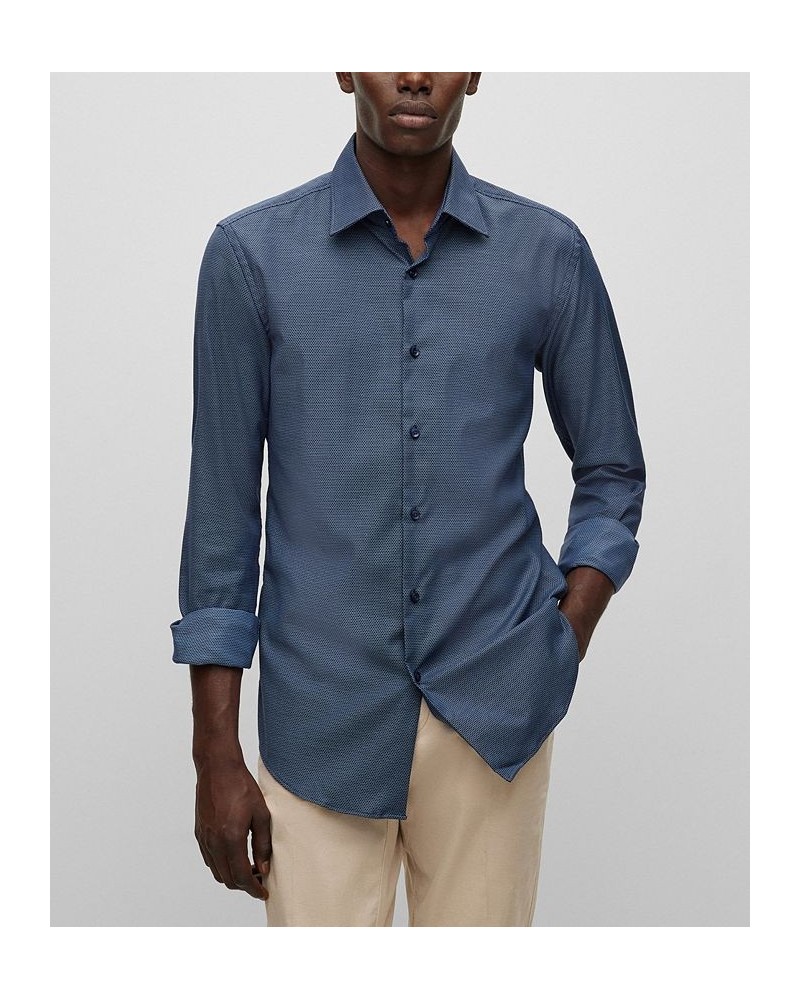 BOSS by Men's Stretch Cotton Slim-Fit Shirt Blue $41.76 Dress Shirts