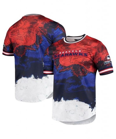 Men's Navy, Red Seattle Seahawks Americana Dip-Dye T-shirt $38.22 T-Shirts