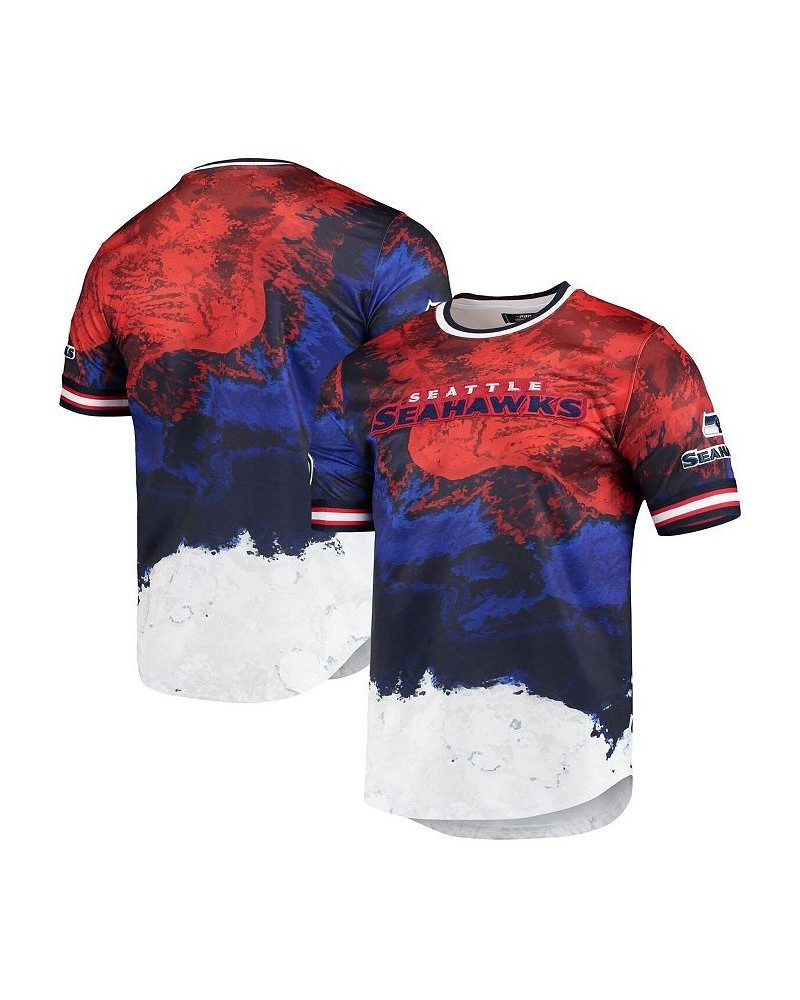 Men's Navy, Red Seattle Seahawks Americana Dip-Dye T-shirt $38.22 T-Shirts