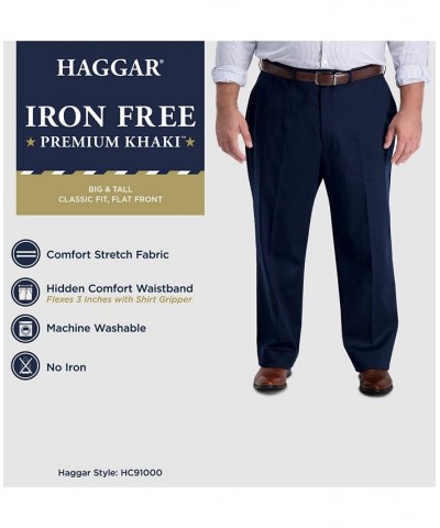 Men's Big & Tall Iron Free Premium Khaki Classic-Fit Flat Front Pant Dk Navy $23.10 Pants