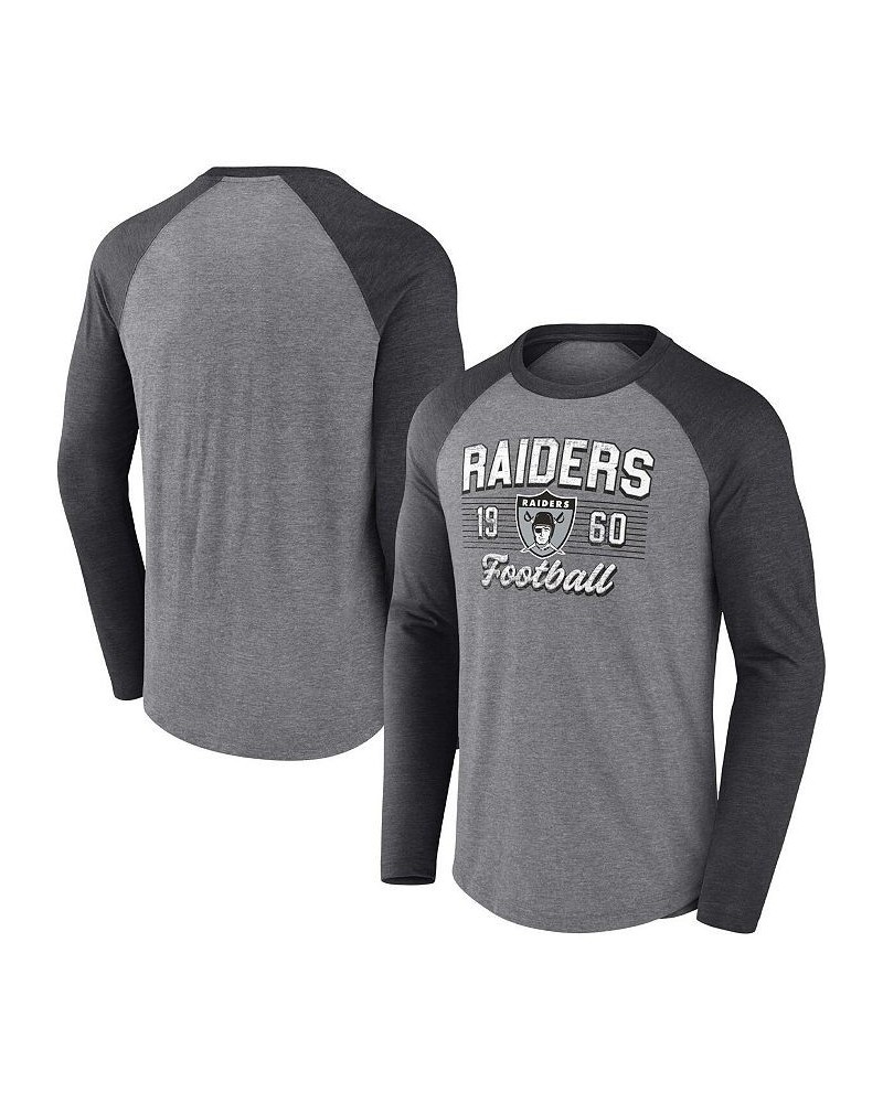 Men's Branded Heathered Gray, Heathered Charcoal Las Vegas Raiders Weekend Casual Raglan Long Sleeve T-shirt $18.92 T-Shirts