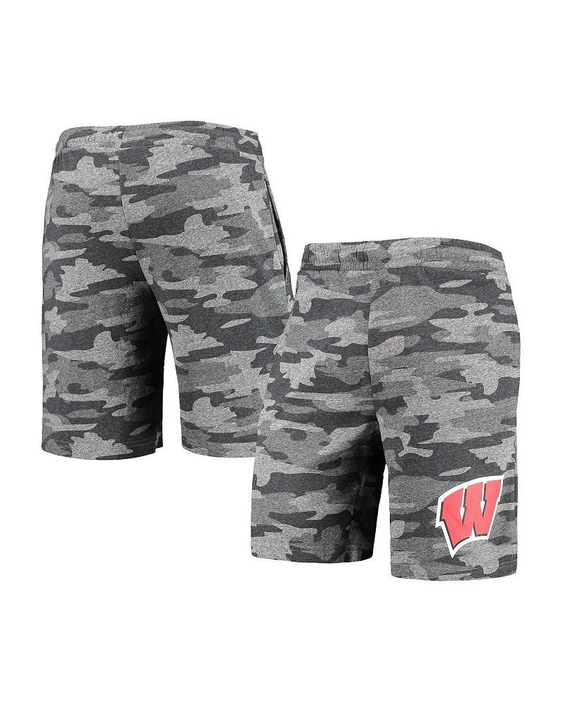 Men's Charcoal, Gray Wisconsin Badgers Camo Backup Terry Jam Lounge Shorts $28.49 Shorts