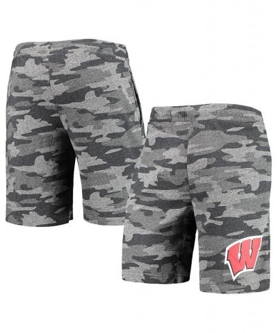 Men's Charcoal, Gray Wisconsin Badgers Camo Backup Terry Jam Lounge Shorts $28.49 Shorts