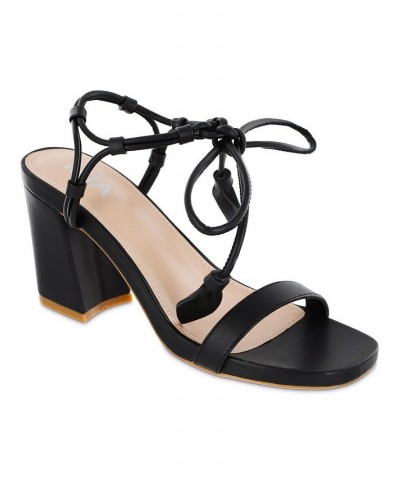 Women's Muna Square Toe Sandal Black $46.79 Shoes