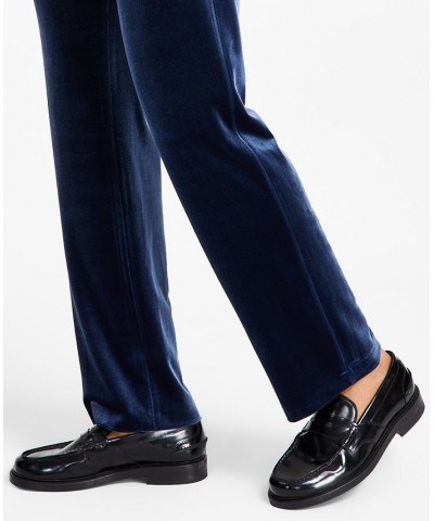 Men's Owen Slim-Fit Velvet Suit Pants Blue $19.69 Pants