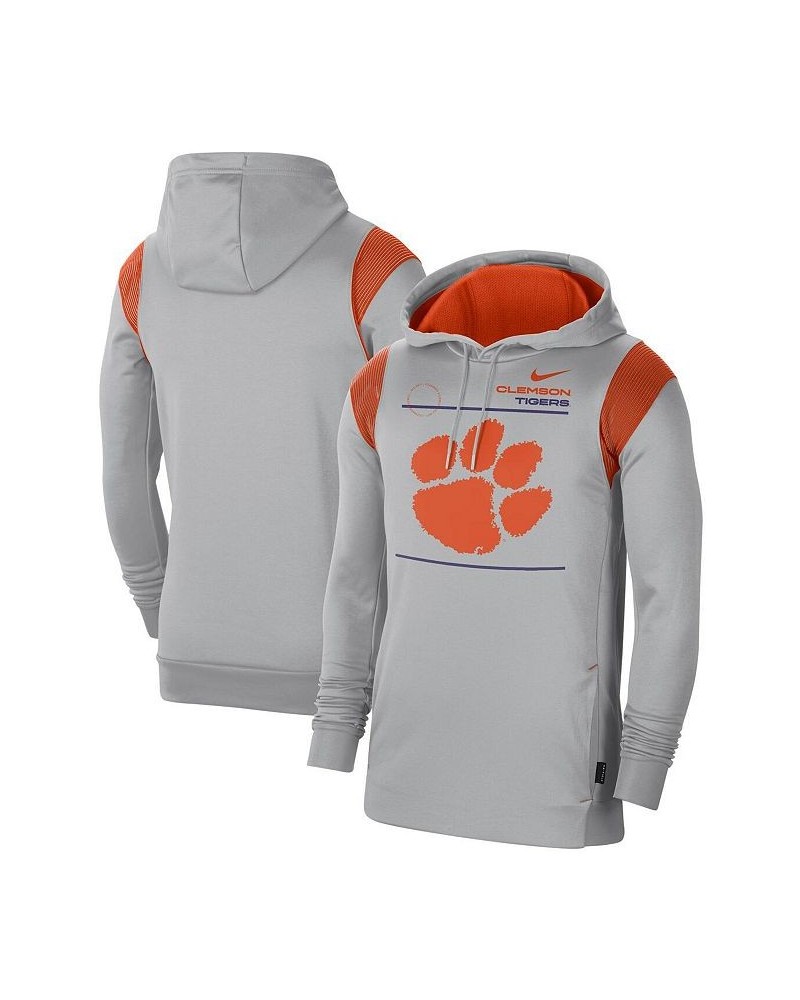 Men's Gray Clemson Tigers 2021 Team Sideline Performance Pullover Hoodie $34.30 Sweatshirt