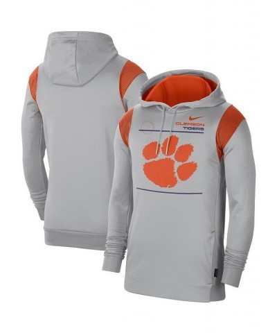 Men's Gray Clemson Tigers 2021 Team Sideline Performance Pullover Hoodie $34.30 Sweatshirt