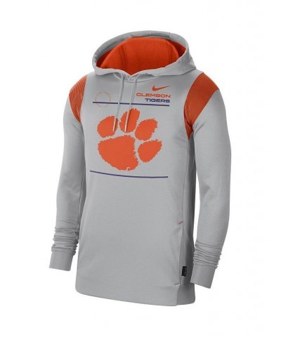 Men's Gray Clemson Tigers 2021 Team Sideline Performance Pullover Hoodie $34.30 Sweatshirt