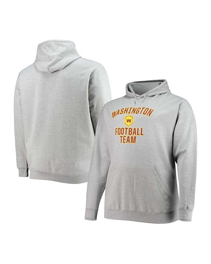 Men's Big and Tall Heathered Gray Washington Football Team Lockup Pullover Hoodie $37.40 Sweatshirt