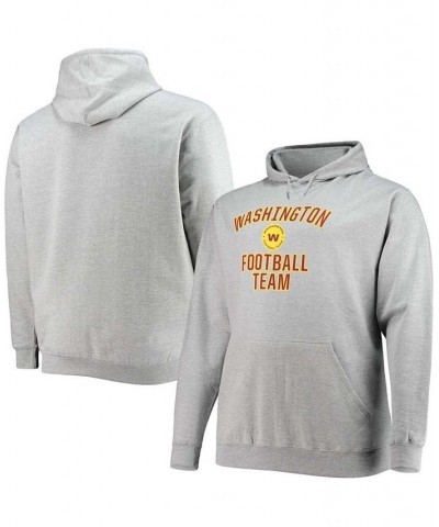 Men's Big and Tall Heathered Gray Washington Football Team Lockup Pullover Hoodie $37.40 Sweatshirt