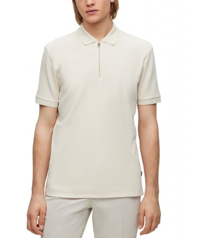 BOSS Men's Zip-Placket Mercerized Cotton Polo Shirt White $49.68 Polo Shirts