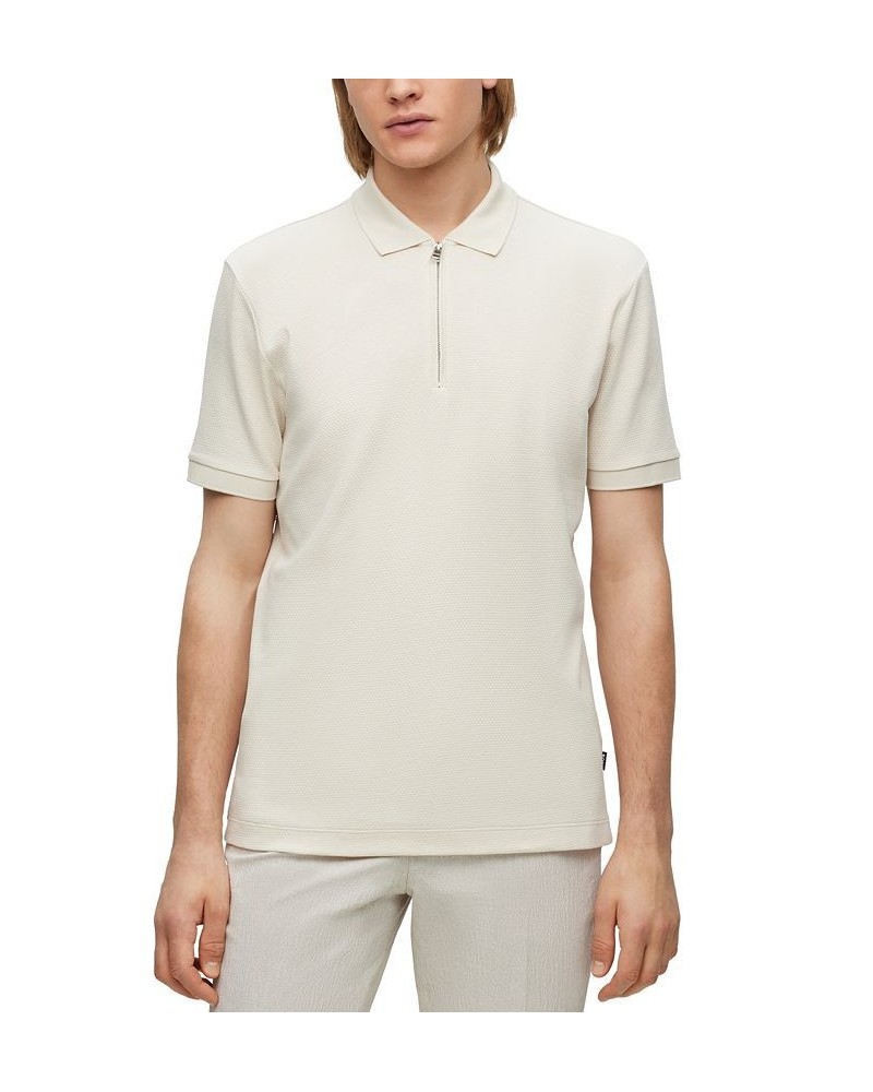 BOSS Men's Zip-Placket Mercerized Cotton Polo Shirt White $49.68 Polo Shirts