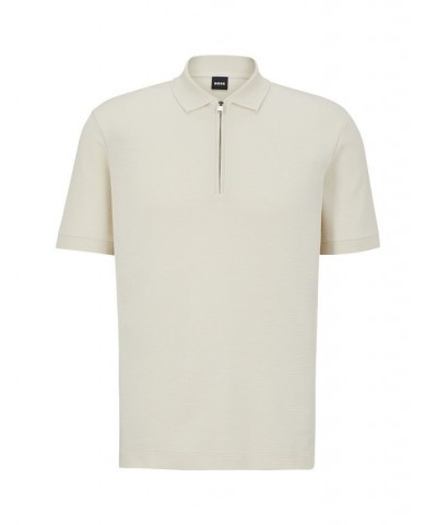 BOSS Men's Zip-Placket Mercerized Cotton Polo Shirt White $49.68 Polo Shirts