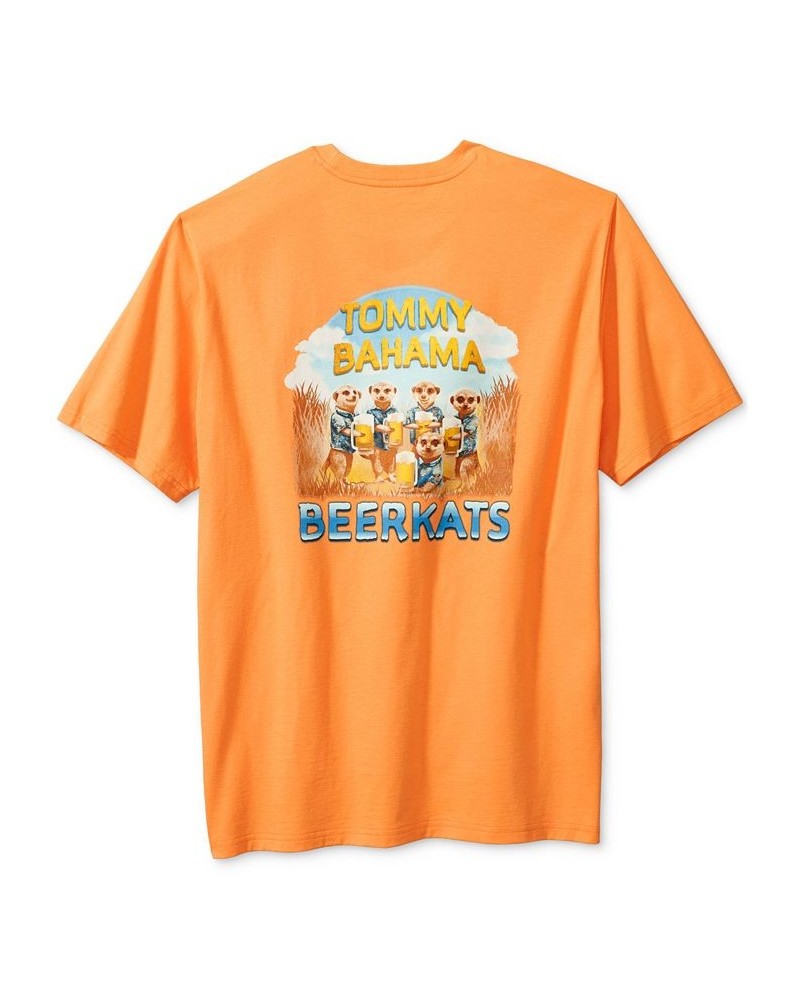 Men's Beer Kats Graphic Pocket T-Shirt Orange $32.25 T-Shirts