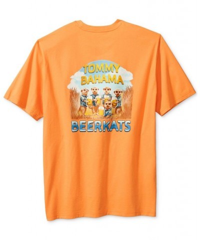 Men's Beer Kats Graphic Pocket T-Shirt Orange $32.25 T-Shirts