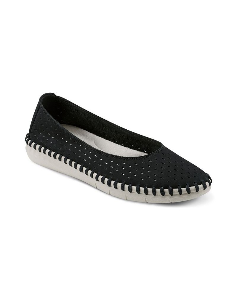 Women's Darla Round Toe Casual Slip-On Flats Black $54.45 Shoes