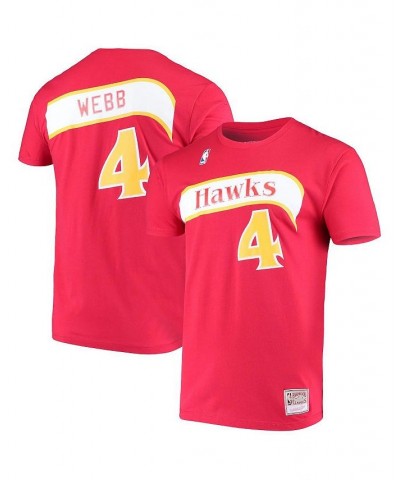 Men's Spud Webb Red Atlanta Hawks Hardwood Classics Name and Number T-shirt $23.65 T-Shirts