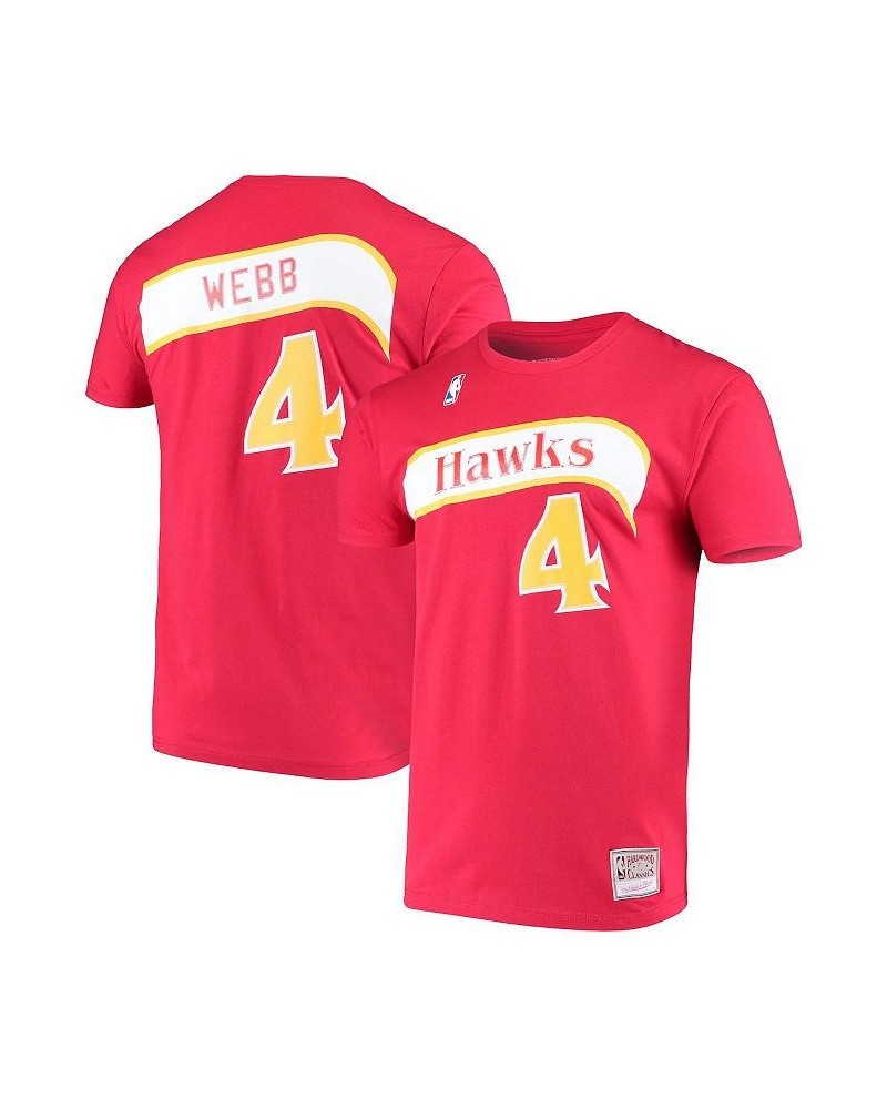 Men's Spud Webb Red Atlanta Hawks Hardwood Classics Name and Number T-shirt $23.65 T-Shirts