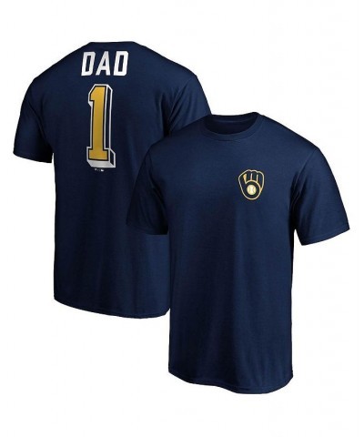 Men's Branded Navy Milwaukee Brewers Number One Dad Team T-shirt $23.93 T-Shirts