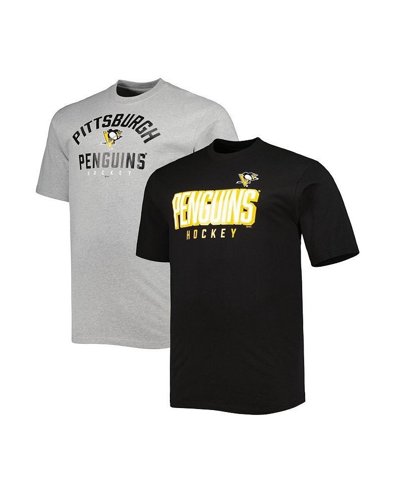 Men's Black and Heather Gray Pittsburgh Penguins Big and Tall Two-Pack T-shirt Set $43.99 T-Shirts