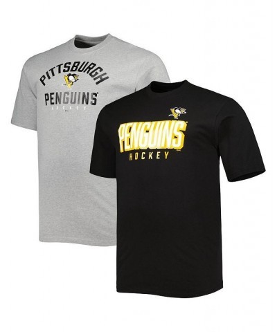 Men's Black and Heather Gray Pittsburgh Penguins Big and Tall Two-Pack T-shirt Set $43.99 T-Shirts